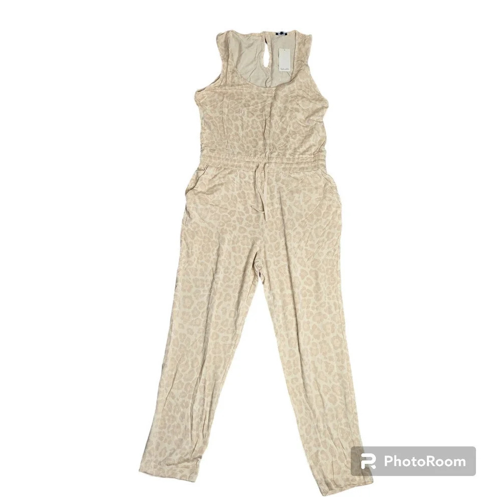 Splendid Ole Beige Leopard Print Sleeveless Jumpsuit